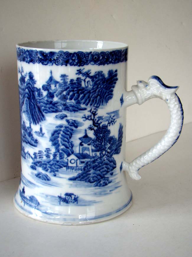 A rare Chinese export porcelain Tankard with Dragon handle circa 1760-1780